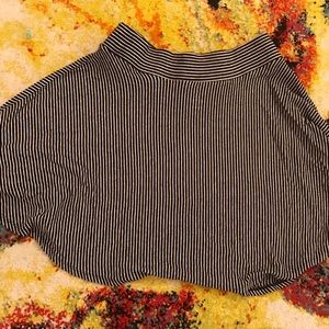 Black and White Striped Mini Circle Skirt